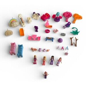 Polly Pocket Mini Figures People Animals Jeep Sailboat Picnic Accessories Lot